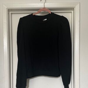 H&M Simple Black Puff Sleeve Sweatshirt $24 SIZE S Layer Fall Winter Cozy Gift